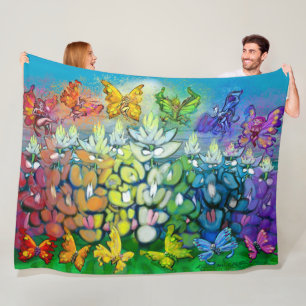 Rainbow Bluebonnets Map Fleece Blanket Deken