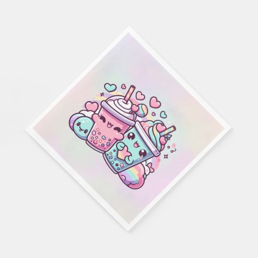 Rainbow Boba servetten (Hoek)