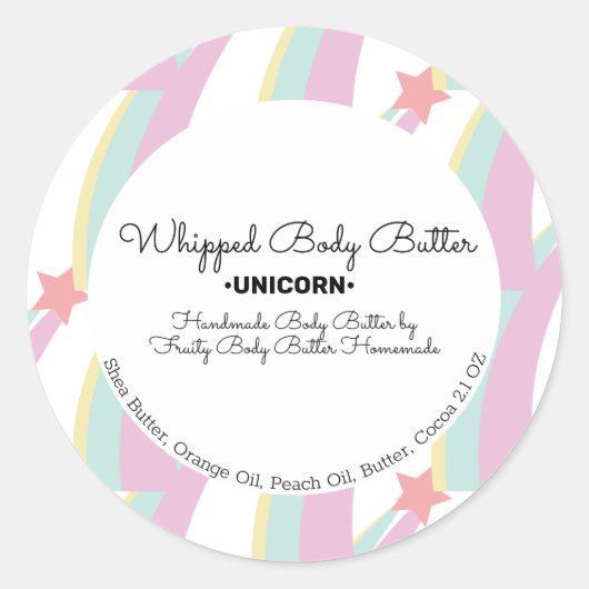 Rainbow Body Butter Bath Branding Packaging Ronde Sticker (Voorkant)