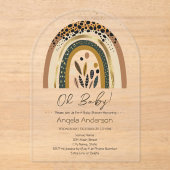 Rainbow Boho-Baby shower Acryl Uitnodigingen (Voorkant)