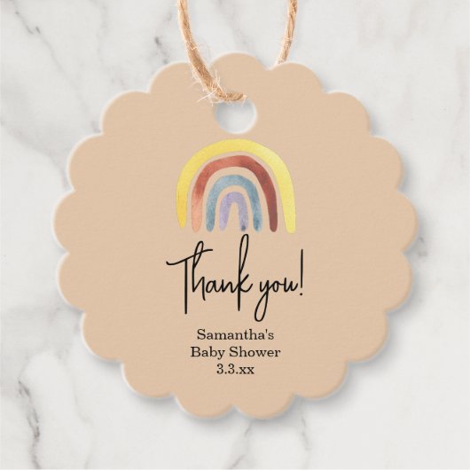 Rainbow boho baby shower bedankjes labels (Voorkant)