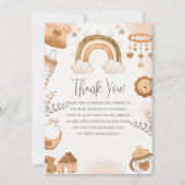 Rainbow Boho Baby Shower Gender Neutral Bedankkaart (Voorkant)