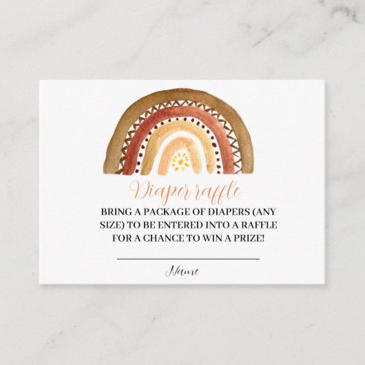 Rainbow Boho Baby shower Luier Raffle Informatiekaartje (Voorkant)