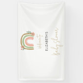 Rainbow Boho Baby shower Schattige welkomstscript Spandoek (Verticaal)