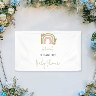Rainbow Boho Baby shower Schattige welkomstscript Spandoek
