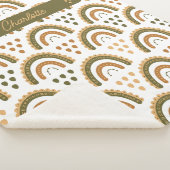 Rainbow Boho gepersonaliseerd groen wit bruin Sherpa Deken (3/4)