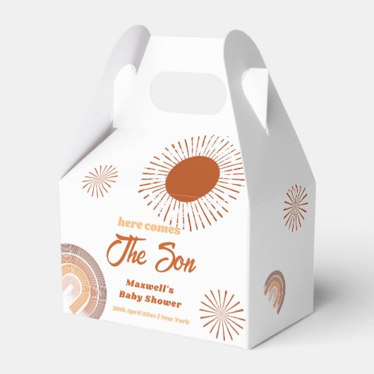 Rainbow Boho hier komt het Son Baby shower Bedankdoosjes (Voorkant Zijde)
