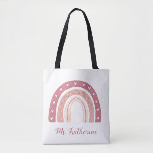 Rainbow Boho Pastel Pink Teacher's Gift Draagtas