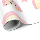Rainbow Boho Pink Pattern Girly Birthday Cadeaupapier (Rol Hoek)