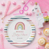 Rainbow Boho Roze Blauw Baby shower Papieren Bordje (Feest)