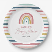 Rainbow Boho Roze Blauw Baby shower Papieren Bordje (Voorkant)