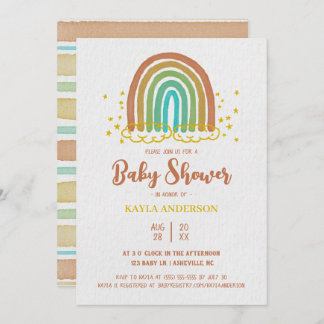 Rainbow Boho Waterverf Baby shower Kaart