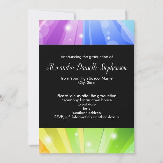 Rainbow Bokeh Bubble Art Foto Afstuderen Kaart (Achterkant)