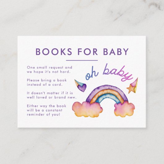 Rainbow Book Request Baby shower Informatiekaartje (Voorkant)