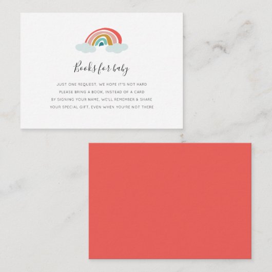 Rainbow Book Request Baby shower Kaart (Voorkant / Achterkant)