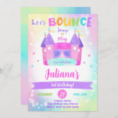 Rainbow Bounce House Invitation d'anniversaire (Devant / Derrière)