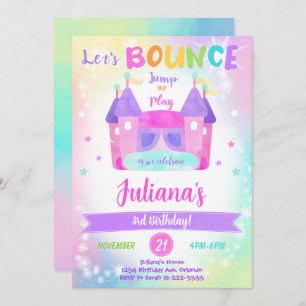 Rainbow Bounce House Invitation d'anniversaire