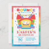 Rainbow Bounce House Invitation de fête d'annivers (Devant)
