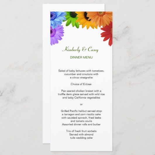 Rainbow Bouquet Wedding Menu (Voorkant / Achterkant)