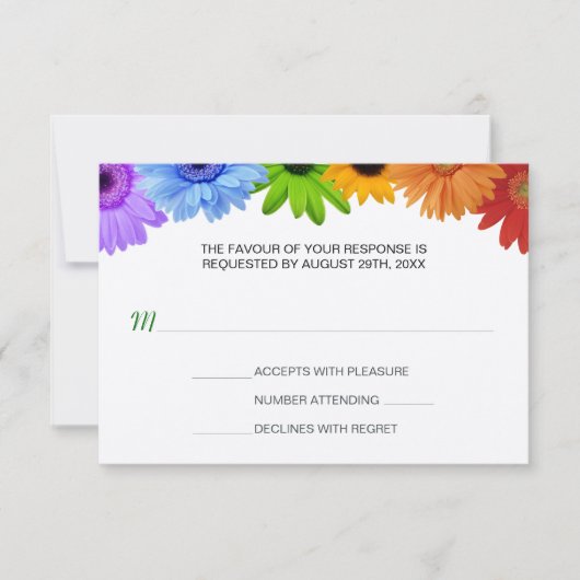 Rainbow Bouquet Wedding Response RSVP Kaartje (Voorkant)