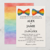 Rainbow Bow Stropdas LGBT Gay Wedding Invitation Kaart (Voorkant / Achterkant)
