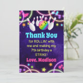 Rainbow Bowling Birthday Party Dank u wel kaarten (Staand voorkant)