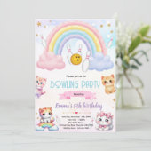 Rainbow bowling cat party invitation (Debout devant)