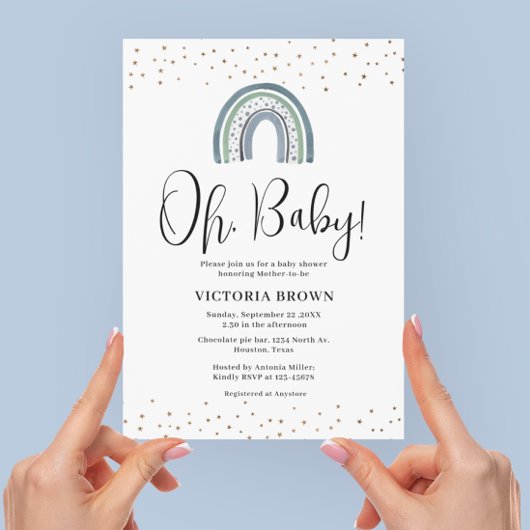 Rainbow Boy Baby shower Kaart