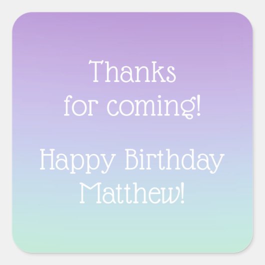Rainbow Boy Birthday Party Vierkante Sticker (Voorkant)