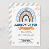 Rainbow boy thema verjaardagsfeestje uitnodiging (Voorkant / Achterkant)
