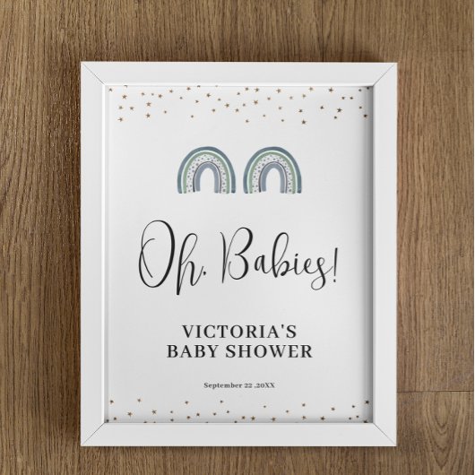Rainbow Boy Twins Baby shower Affiche de bienvenue
