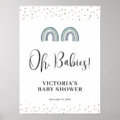 Rainbow Boy Twins Baby shower Affiche de bienvenue (Devant)