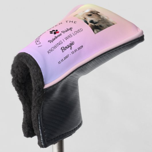 Rainbow Bridge Custom Photo Pet Memorial Putter Golfheadcover (3/4 voorkant)