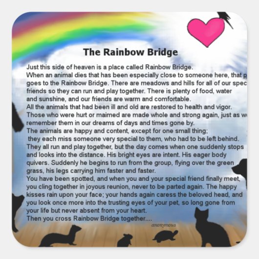Rainbow Bridge-gedicht Vierkante Sticker (Voorkant)