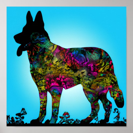 Rainbow Bridge German Shepherd Art Poster (Voorkant)