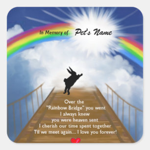 Rainbow Bridge Memorial for Rabbits Vierkante Sticker
