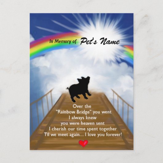 Rainbow Bridge Memorial Gedicht voor varkens Briefkaart (Voorkant)