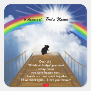 Rainbow Bridge Memorial Poem voor Hamsters Vierkante Sticker