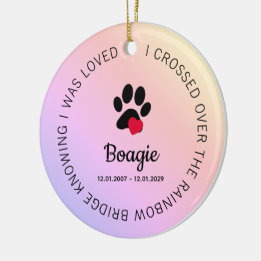 Rainbow Bridge Paw Print Personalized Pet Memorial Keramisch Ornament