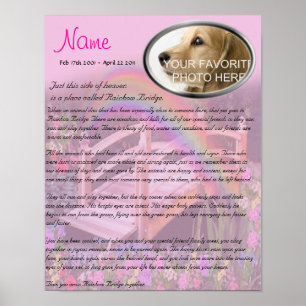 Rainbow Bridge Pet Memorial - Roze Poster