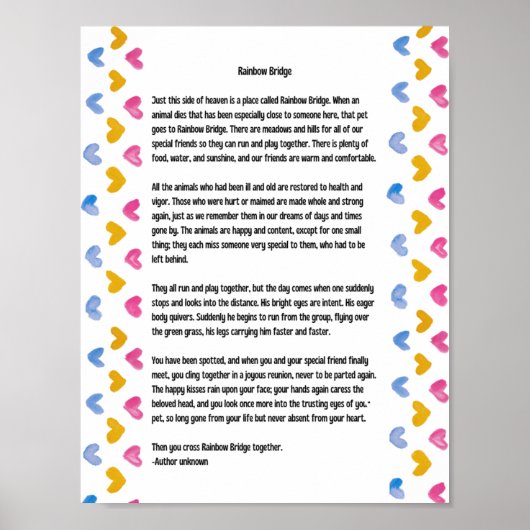Rainbow Bridge Poem Heart-grens Poster (Voorkant)