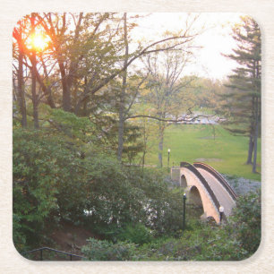 Rainbow Bridge Sunset at Grove City College Vierkante Kartonnen Onderzetter