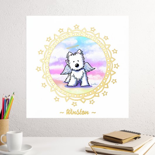 Rainbow bridge Westie Angel Folie Print (Insitu (Desk 2))