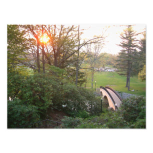 Rainbow Bridge Zonsondergang bij Grove City Colleg Foto Afdruk