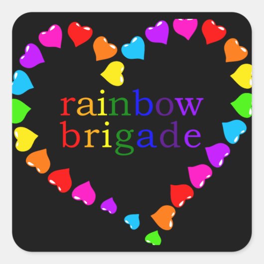 Rainbow Brigade donker Vierkante Sticker (Voorkant)
