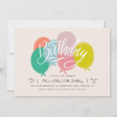 Rainbow Bright Balloons Birthday Party Blush Pink Kaart (Voorkant)