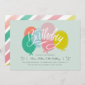 Rainbow Bright Balloons Birthday Party Mint Kaart (Voorkant / Achterkant)