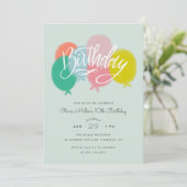 Rainbow Bright Balloons Birthday Party Mint Kaart (Staand voorkant)