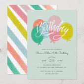 Rainbow Bright Balloons Birthday Party Mint Kaart (Voorkant / Achterkant)