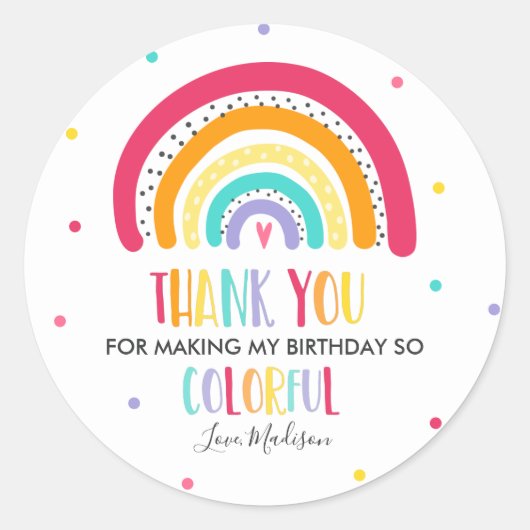 Rainbow Bright Party Favor Ronde Sticker (Voorkant)